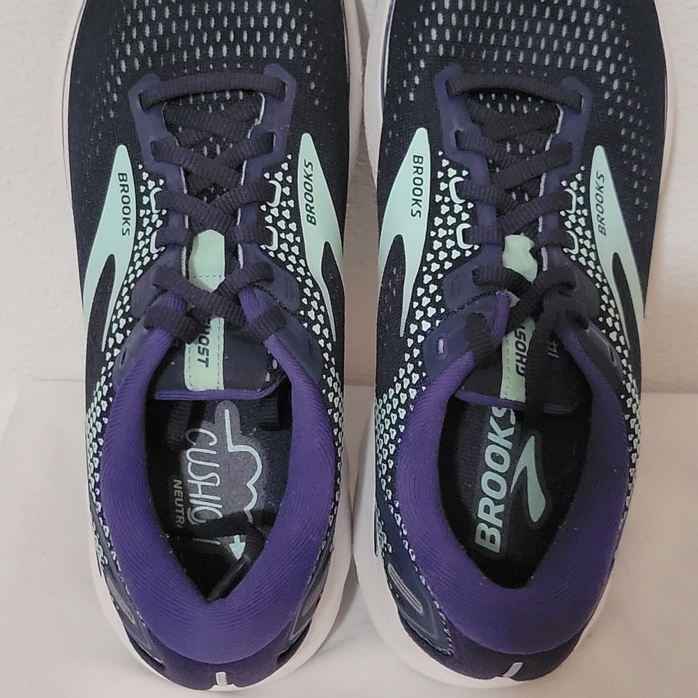 Brooks Ghost 14 Womens 9.5 B Running Shoes Navy Purple Blue Sneakers 1203561B446 - Picture 9 of 14